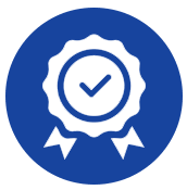 Certified graphic art symbolizing product warranty, featuring a seal or emblem design to represent reliability and protection